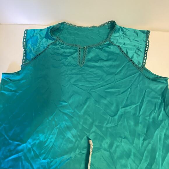 Vtg VanityFair Nightgown Robe Peignoir 2PC Set Nylon Lace Turquoise USA Fairy M - Picture 8 of 14